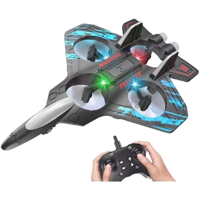 RC Fighter Plane Toy – 2.4GHz Remote-Controlled Jet with LED Lights & 360° Hovering