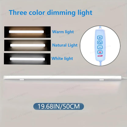 Kikvi 4-Pack Under Cabinet LED Lights – 3 Color Modes, 10-Level Brightness, 7W USB Plug Batten Lights