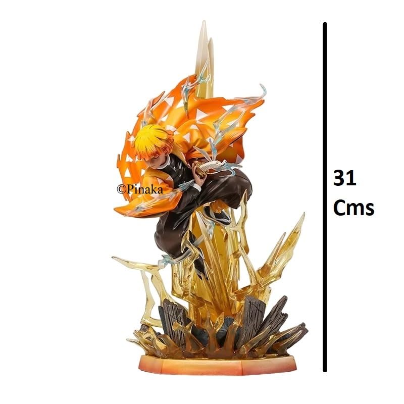 Pinaka Demon Slayer Agatsuma Zenitsu Action Figure – 31cm LED Light-Up Kimetsu No Yaiba Collectible