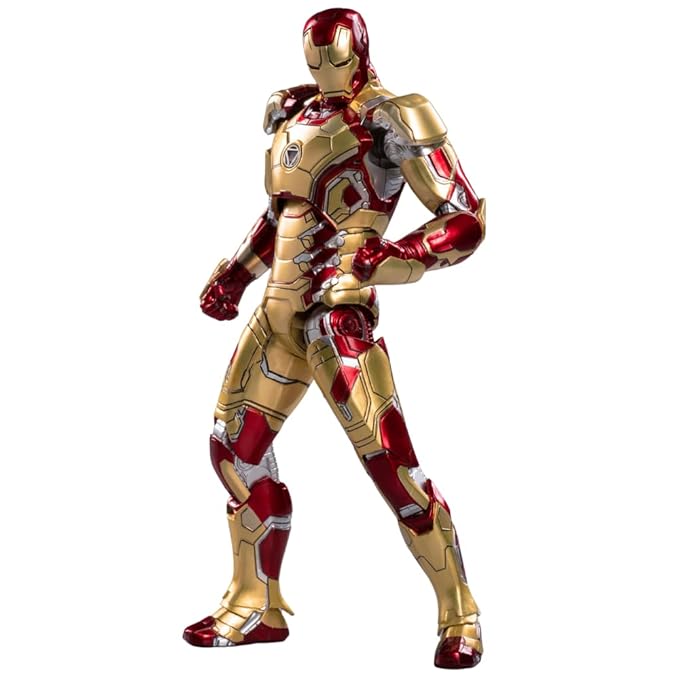 Iron Man Mark 42 Action Figure with LED Lights – 7 Inch Marvel Collectible with Interchangeable Parts