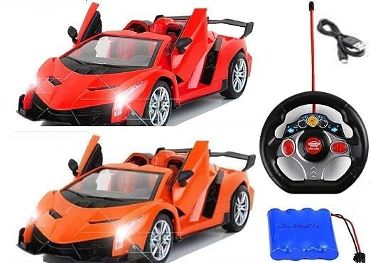 EUPHORIA RK Toys Remote Control Racing Car – Rechargeable RC Car with Openable Doors & Steering Remote