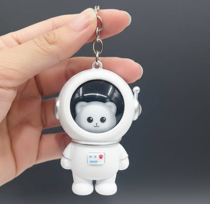 Cute Astro Bear Light-Up Backpack Keychain – White LED Glow Collectible Charm