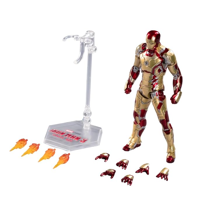 Iron Man Mark 42 Action Figure with LED Lights – 7 Inch Marvel Collectible with Interchangeable Parts