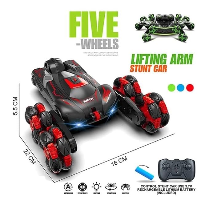 5-Wheel RC Stunt Car – 2.4GHz Deformation Off-Road Climbing Vehicle with 360° Rolling Action