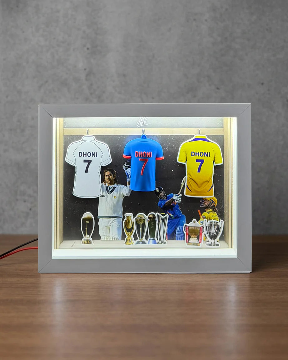 MS Dhoni No. 7 Jersey Frame – Premium Cricket Wall Art & Collector's Display