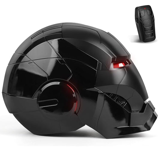 Iron Man Hero MK5 Black Edition Helmet – 1:1 Wearable Collectible with Voice, Touch & Remote Control, LED Eyes & Sound Effects