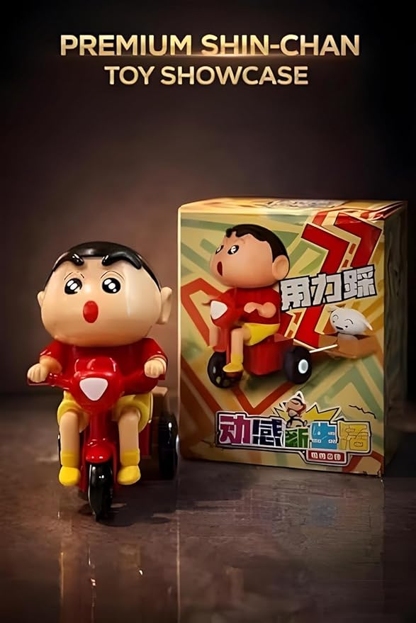 Shin Chan Action Figure with Shiro & Scooter – Cute Cartoon Collectible Showpiece for Car Dashboard & Desk Decor
