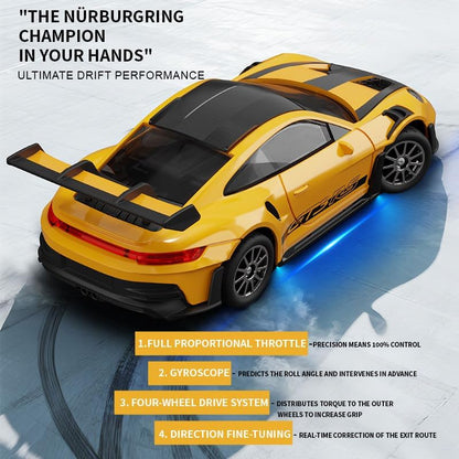 Royal Cellar 1:24 RC Drift Car – 4WD 20KM/H High-Speed Remote Control Racing Car with LED Lights (Sparking Porsche)
