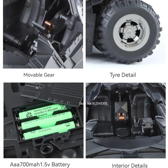 FEXXA 1:18 Scale Tumbler Batmobile Die-Cast Metal Car – Openable Doors, Lights & Sound