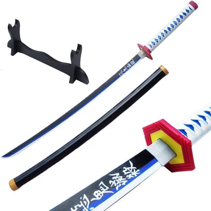 Demon Slayer Giyu Wooden Katana – 104cm Anime Cosplay Sword Replica