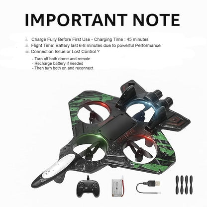 RC Fighter Plane Toy – 2.4GHz Remote-Controlled Jet with LED Lights & 360° Hovering