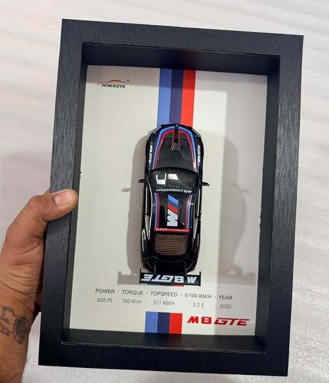 M-Power 3D Diecast Model Car Frame – Interactive Metal Wall Display with Pull-Back Car