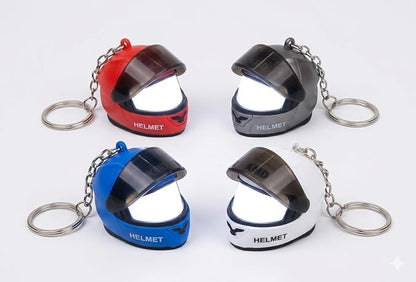 LED Mini Motorcycle Helmet Keychain with Built-in LED Light – Portable Helmet Key Ring for Bike & Car Keys (Random Color)