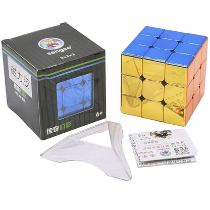 HAWKISTER ShengShou Legend 3×3 M Magnetic Metallic Plated Mirror Reflective Stickerless Speed Cube for Kids