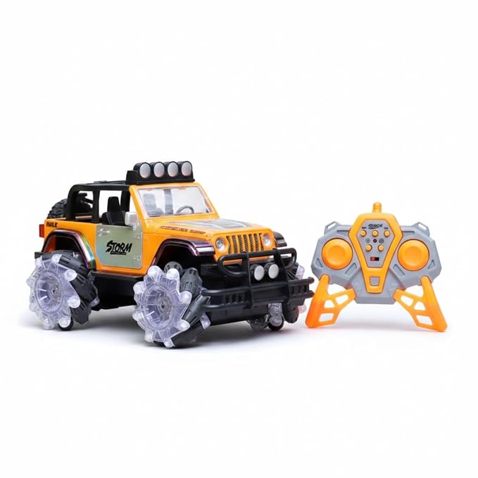 1:14 RC Off-Road Monster Jeep – 2.4GHz Stunt Car with Multicolor UV Body, LED Wheels & Openable Doors
