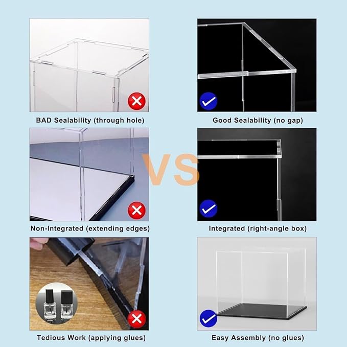 Premium Clear Acrylic Display Case – 10 x 5 x 5 Inch Self-Assembly Collectible Display Box