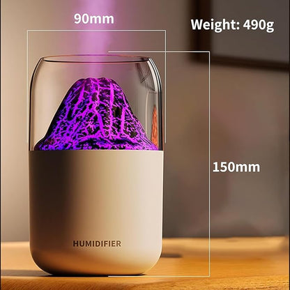 Volcano Flame Humidifier with LED Light – 3D Lava Mist Aroma Diffuser & Portable Air Humidifier (Multicolor)