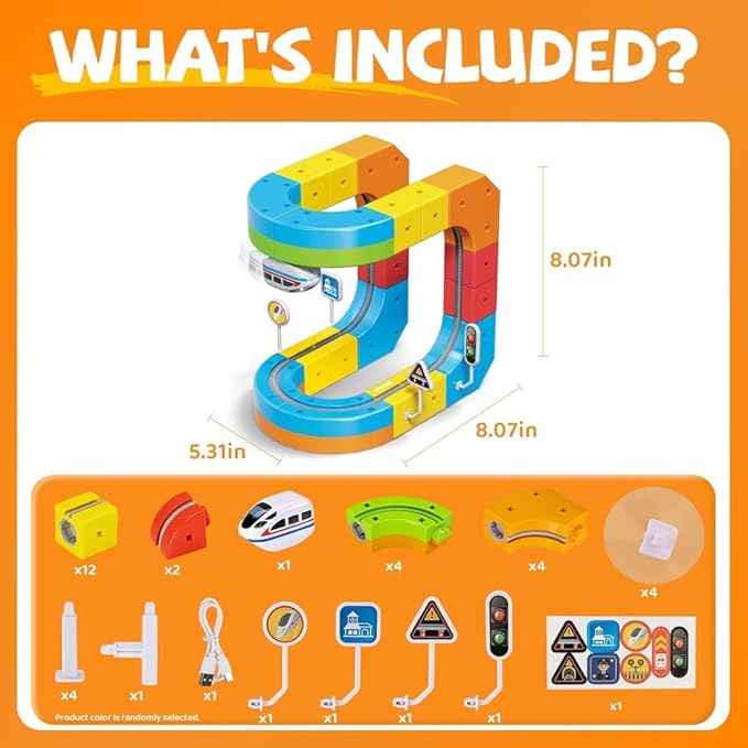 Shopster TurboFlex Magic Train Track Set – 51 PCS Anti-Gravity Racing Railway with Motorized Train & Flexible 3D Tracks | STEM Learning Toy for Kids Boys & Girls 3+