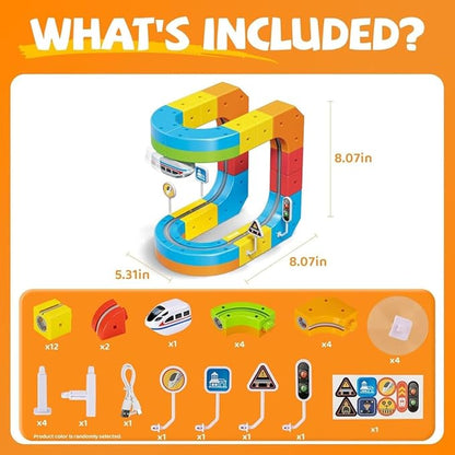 Shopster TurboFlex Magic Train Track Set – 51 PCS Anti-Gravity Racing Railway with Motorized Train & Flexible 3D Tracks | STEM Learning Toy for Kids Boys & Girls 3+