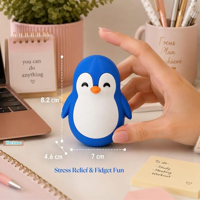 Penguin Roly-Poly Wobble Toy – Self-Righting Interactive Kids Figure (Blue & White)