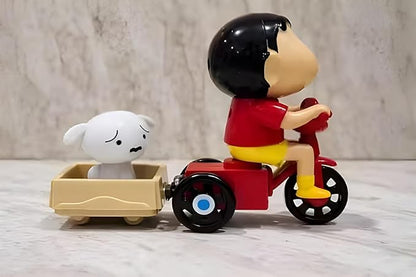Shin Chan Action Figure with Shiro & Scooter – Cute Cartoon Collectible Showpiece for Car Dashboard & Desk Decor