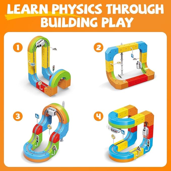 Shopster TurboFlex Magic Train Track Set – 51 PCS Anti-Gravity Racing Railway with Motorized Train & Flexible 3D Tracks | STEM Learning Toy for Kids Boys & Girls 3+