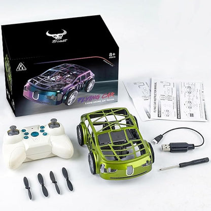 Mini 2-in-1 RC Flying Car – Air & Ground Dual-Mode Drone Car with Colorful LED Lights & 2 Batteries