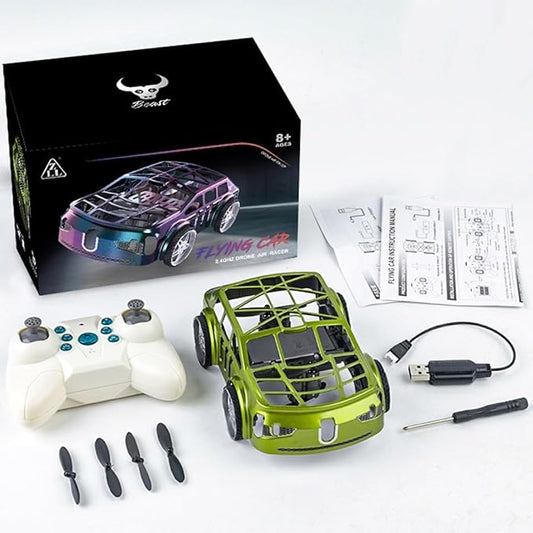 Mini 2-in-1 RC Flying Car – Air & Ground Dual-Mode Drone Car with Colorful LED Lights & 2 Batteries