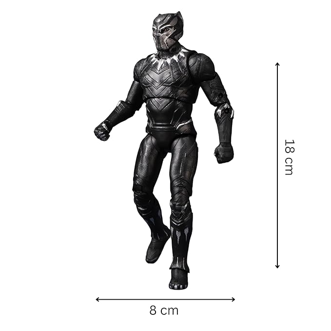 Action Figure Collectibles - 7 Inch Black Panther, Superhero Premium Collectible, Ideal Gift for Collector & Fans, Durable PVC Material, Ages 15+ Years