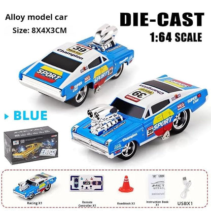 Jack Royal 1:64 Die-Cast RC Drift Stunt Car – Rechargeable Mini Car with 3-Speed Turbo Modes & LED Light