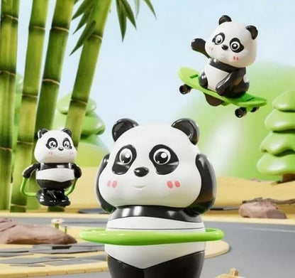 Cute Panda Interactive Toy Set – Wobbling Panda with Skateboard, Jump Rope & Spinning Ring