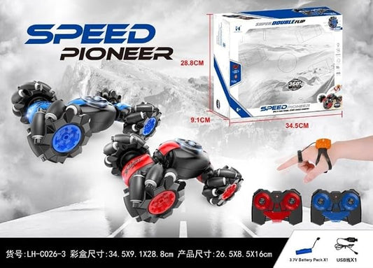 Kid's Speed Pioneer RC Stunt Car – Gesture Sensor & Watch Control with 360° Flips, Drift & Lights