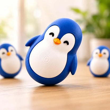 Penguin Roly-Poly Wobble Toy – Self-Righting Interactive Kids Figure (Blue & White)