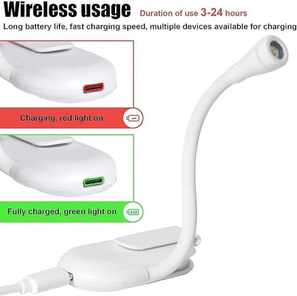 Mini Clip-On LED Reading Lamp – USB Rechargeable Foldable Study Light Eye-Caring Night Light with 3 Light Modes, Special Folding Design, Perfect for Students (White)