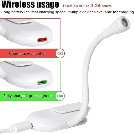 Mini Clip-On LED Reading Lamp – USB Rechargeable Foldable Study Light Eye-Caring Night Light with 3 Light Modes, Special Folding Design, Perfect for Students (White)
