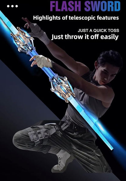 Light Up Laser Sword – Double-Headed Extendable Lightsaber Toy with Sound & LED Effects