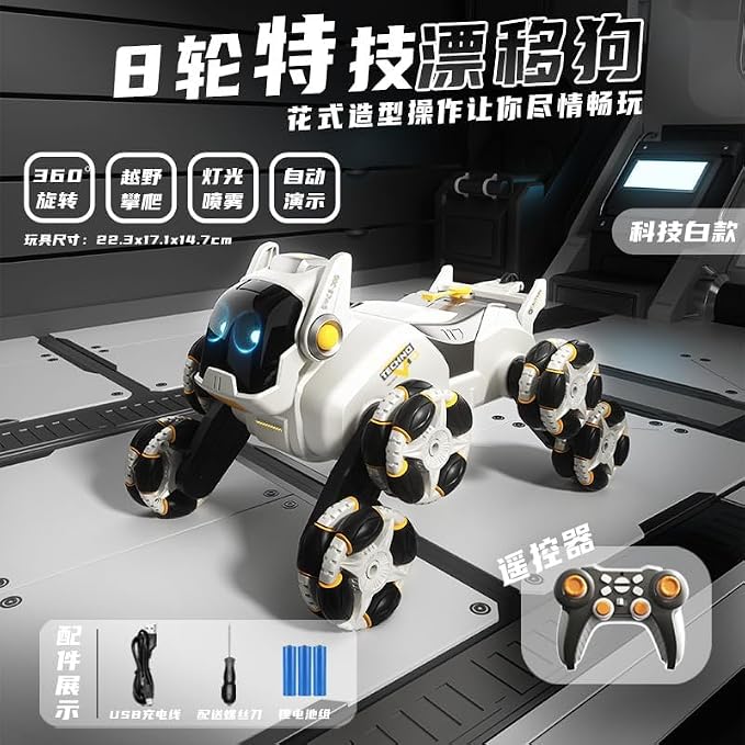 RC Robot Dog Stunt Car – 2.4GHz Mechanical Animal Vehicle with Mist Spray, Music & LED Lights