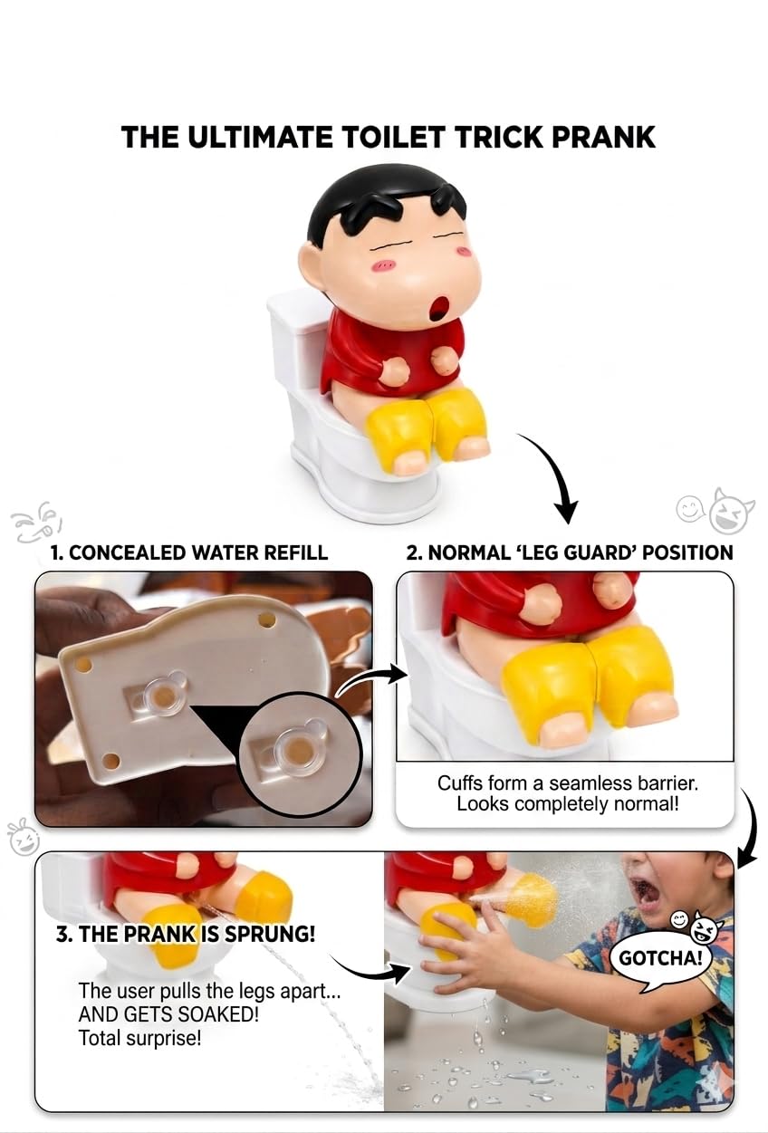 Shin-chan Toilet Water Spray Toy – 11cm Funny Interactive Prank Figure