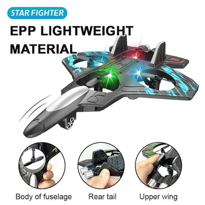 RC Fighter Plane Toy – 2.4GHz Remote-Controlled Jet with LED Lights & 360° Hovering