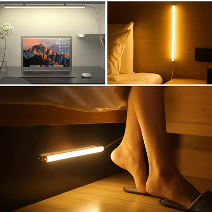 Kikvi 4-Pack Under Cabinet LED Lights – 3 Color Modes, 10-Level Brightness, 7W USB Plug Batten Lights
