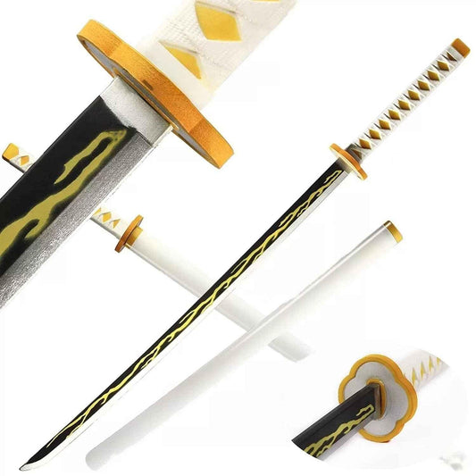 Demon Slayer Zenitsu White Wooden Katana – 104cm Anime Cosplay Sword