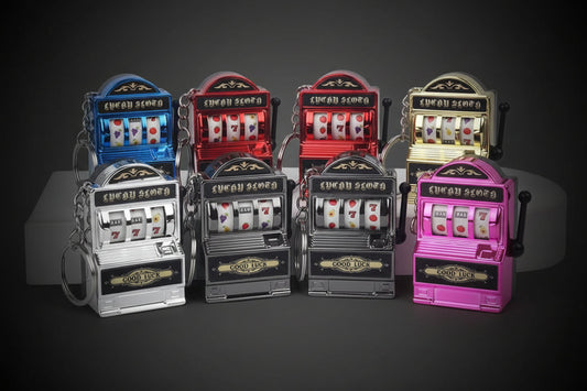 Casino Jackpot Mini Slot Machine Keychain with Spin Lever – Limited Edition Fun Gambling Style Accessory