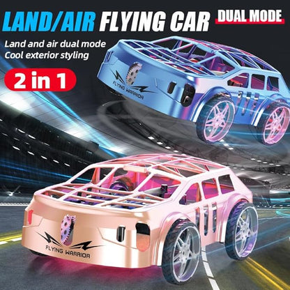 Mini 2-in-1 RC Flying Car – Air & Ground Dual-Mode Drone Car with Colorful LED Lights & 2 Batteries