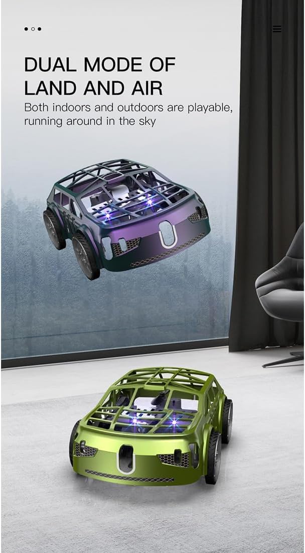 Mini 2-in-1 RC Flying Car – Air & Ground Dual-Mode Drone Car with Colorful LED Lights & 2 Batteries