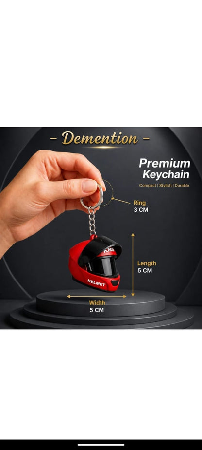 LED Mini Motorcycle Helmet Keychain with Built-in LED Light – Portable Helmet Key Ring for Bike & Car Keys (Random Color)