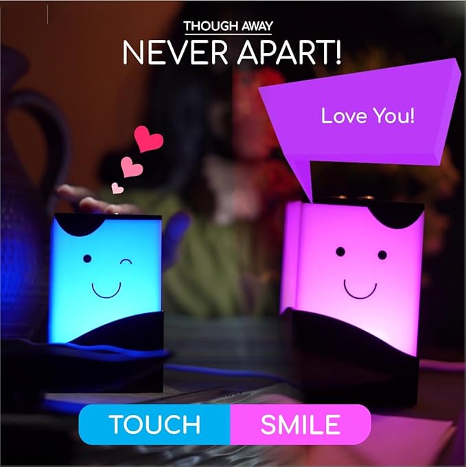 Telepathy Lamps Set of 2 – Smart Touch Lamps with Light, Music & Voice for Long-Distance Connections
