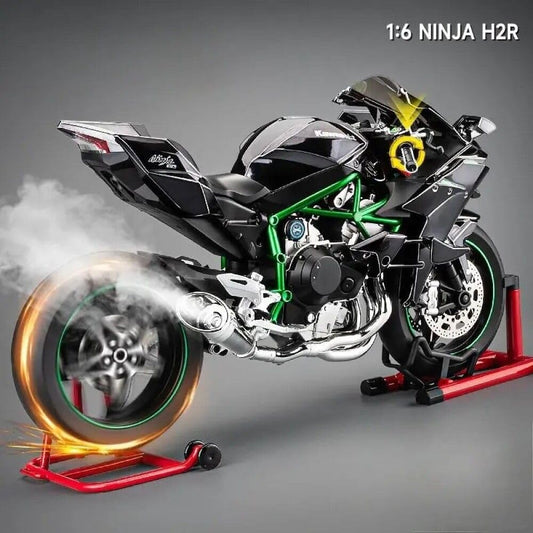 Kawasaki Ninja H2R 1:6 Scale Die-Cast Motorcycle – Metal Superbike with Smoke, LED Lights & Engine Sound