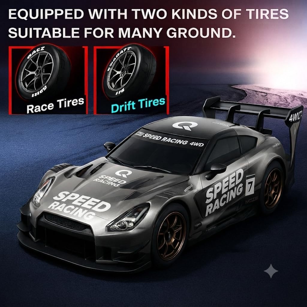 4x4 RC Drift Car – 25KM/H High-Speed Remote Control Racing Car with LED Lights & Drift Tires