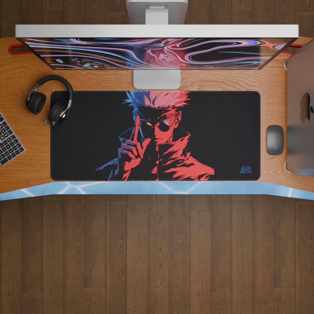Gojo Satoru Gaming Mouse Pad L – Premium Anime Desk Mat with Stitched Edges & Non-Slip Rubber Base | Keyboard & Mouse Pad for Office & Home