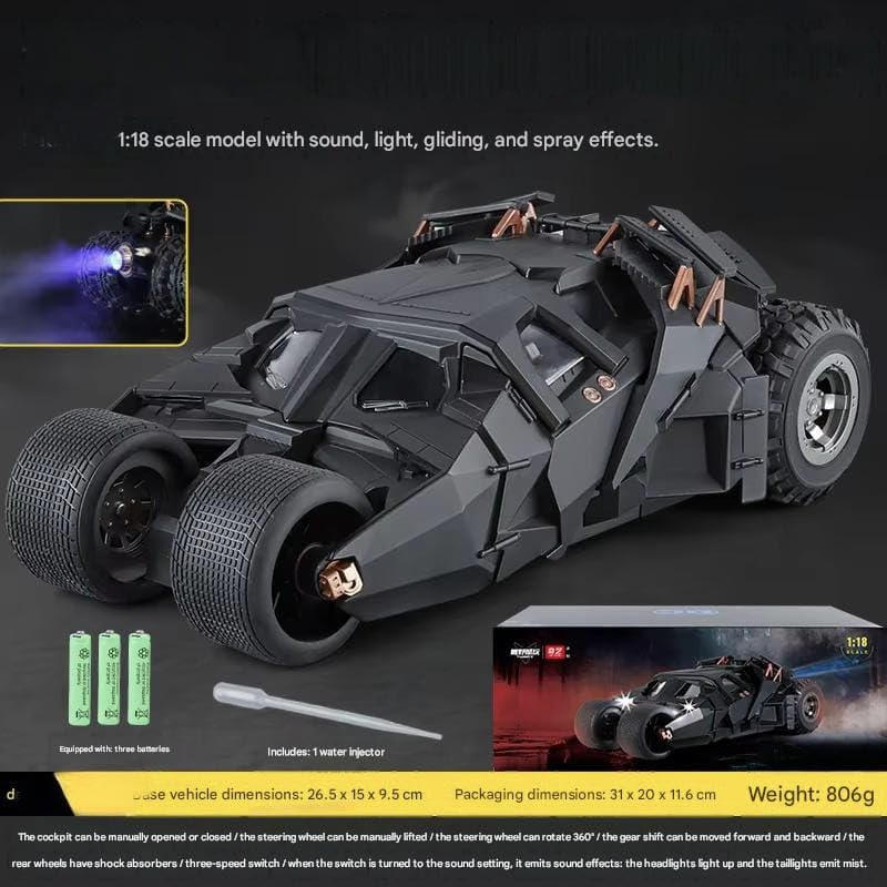 FEXXA 1:18 Scale Tumbler Batmobile Die-Cast Metal Car – Openable Doors, Lights & Sound